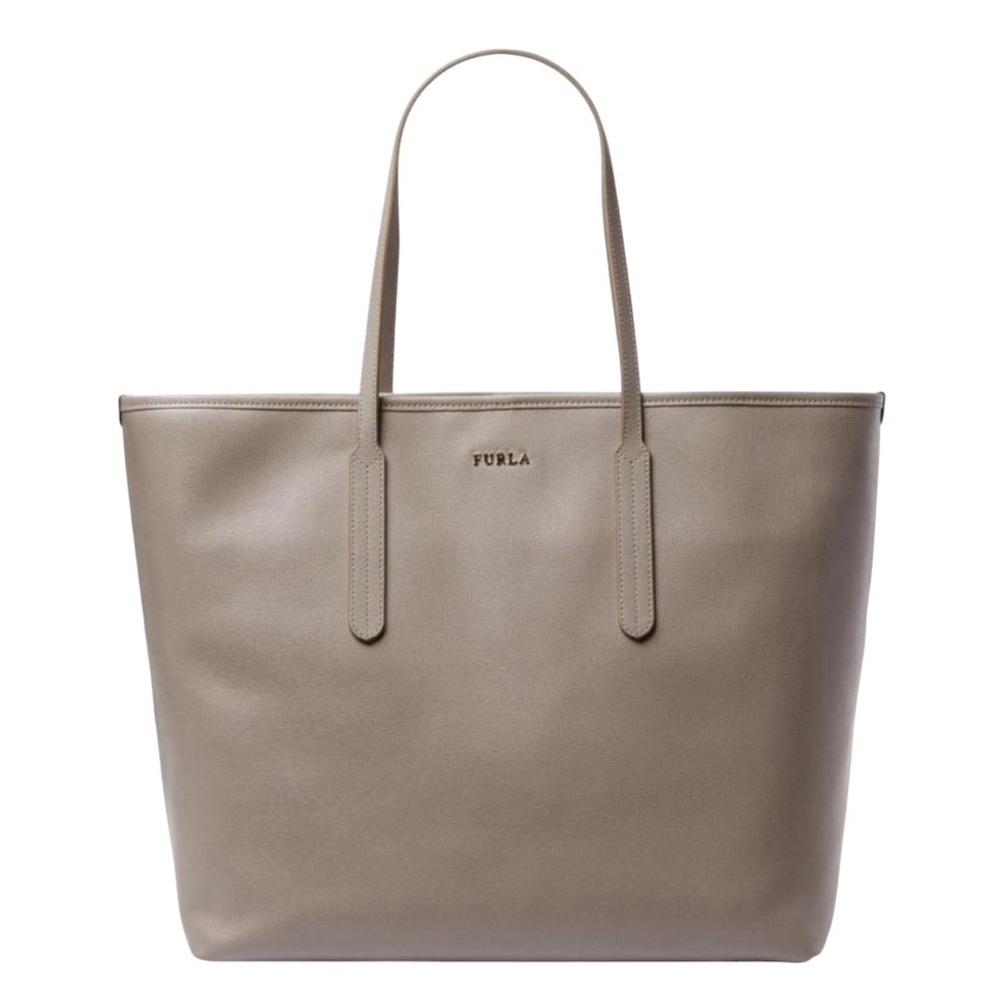 FURLA Ariana Large Open Tote Gray Saffiano Leather